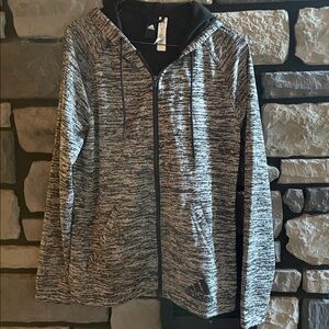 Adidas Heathered Black and Gray Hoodie
